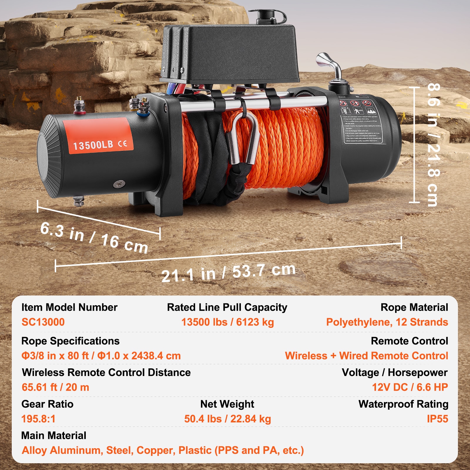 Electric Winch For Truck With Synthetic Rope And Remote Control_voghion.com